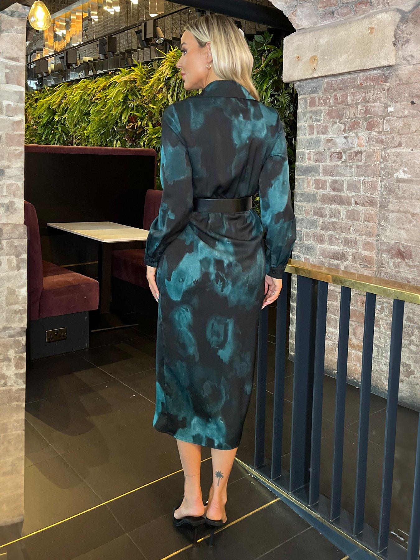 AX Paris Teal Belted Shirt Dress - Green | Very Ireland