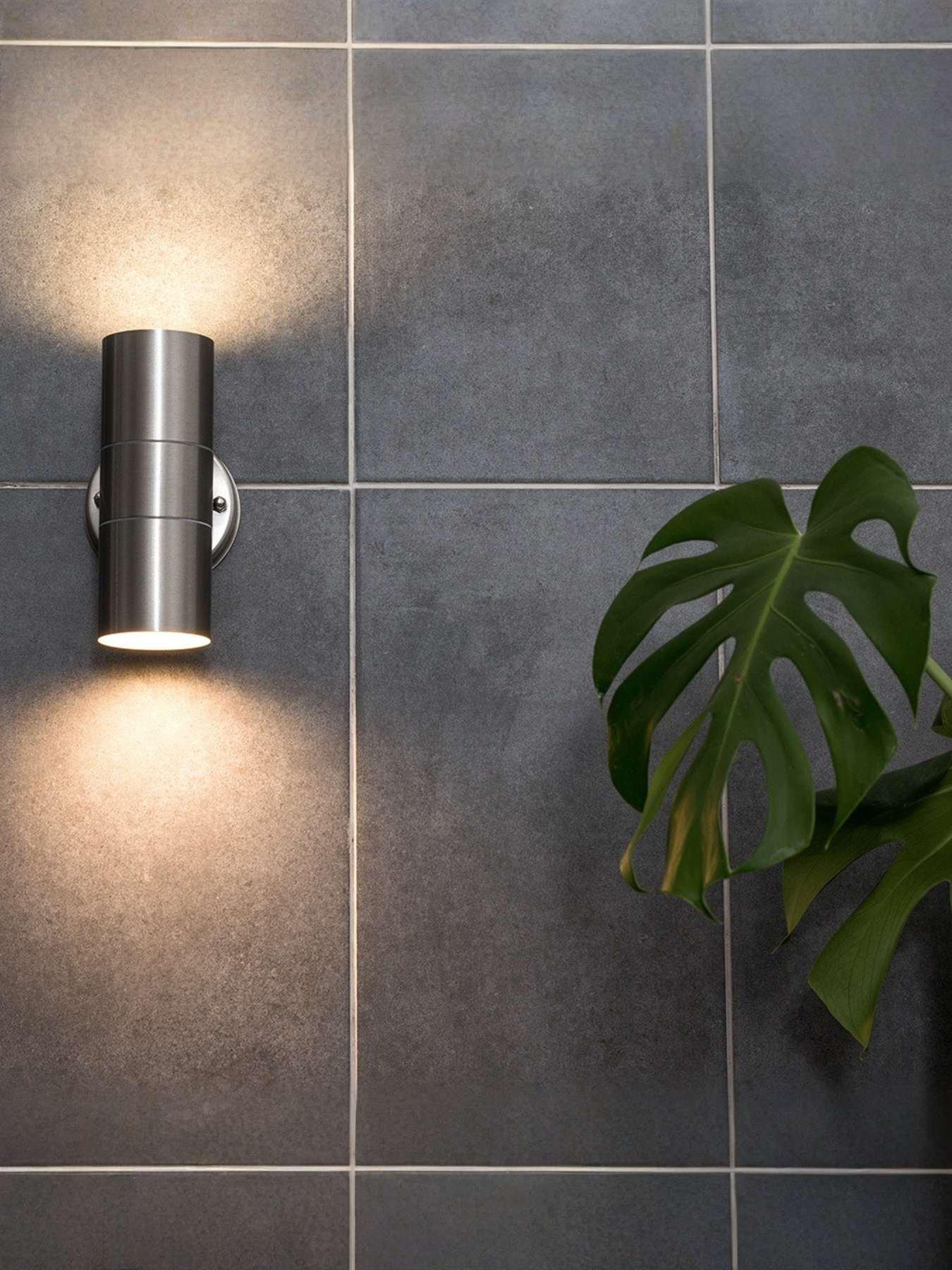 ValueLights Gainsford Stainless Steel Up Down IP44 Wall Light