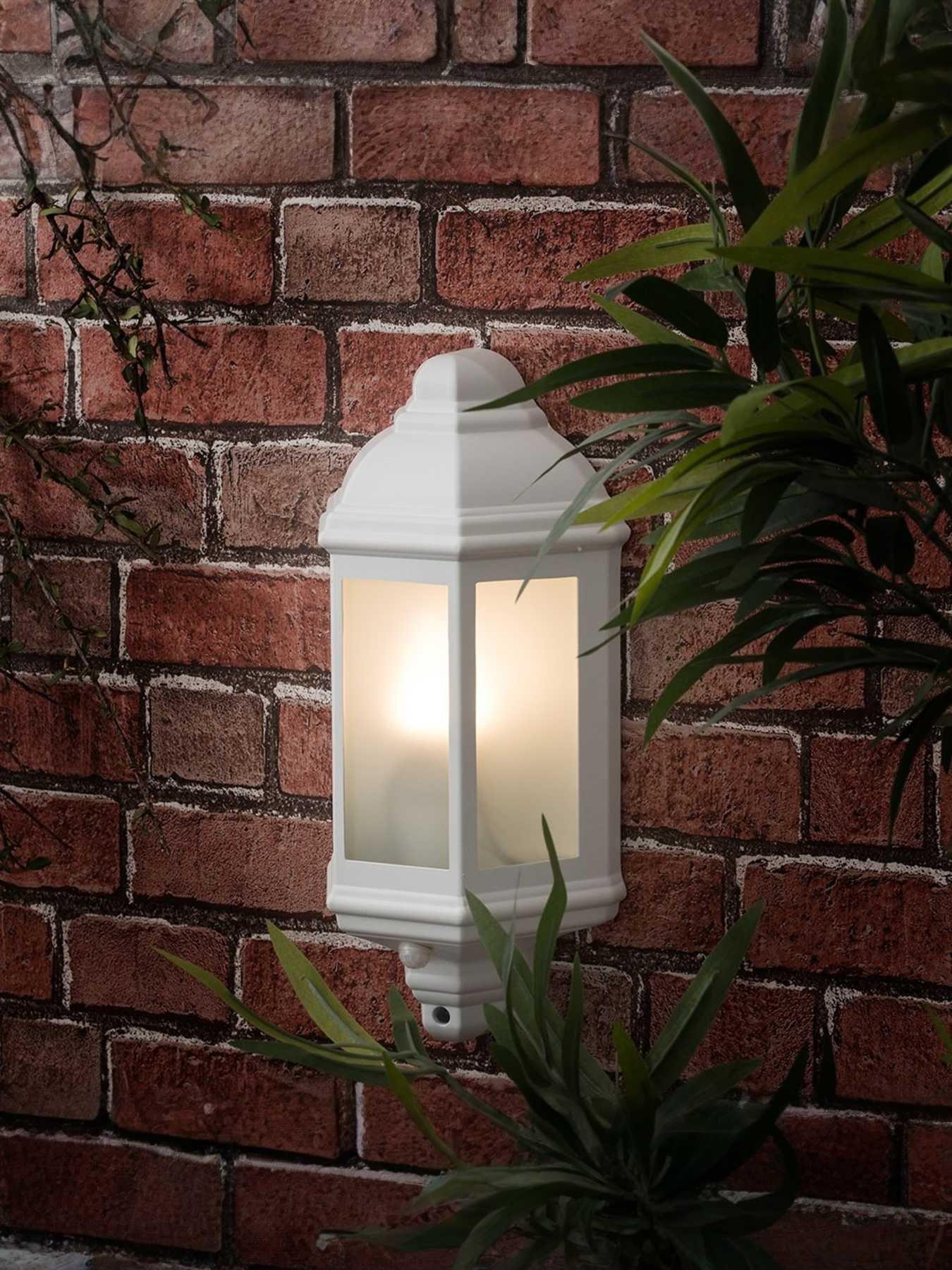 undefined Kayleigh Matte White IP44 Outdoor Wall PIR Lantern