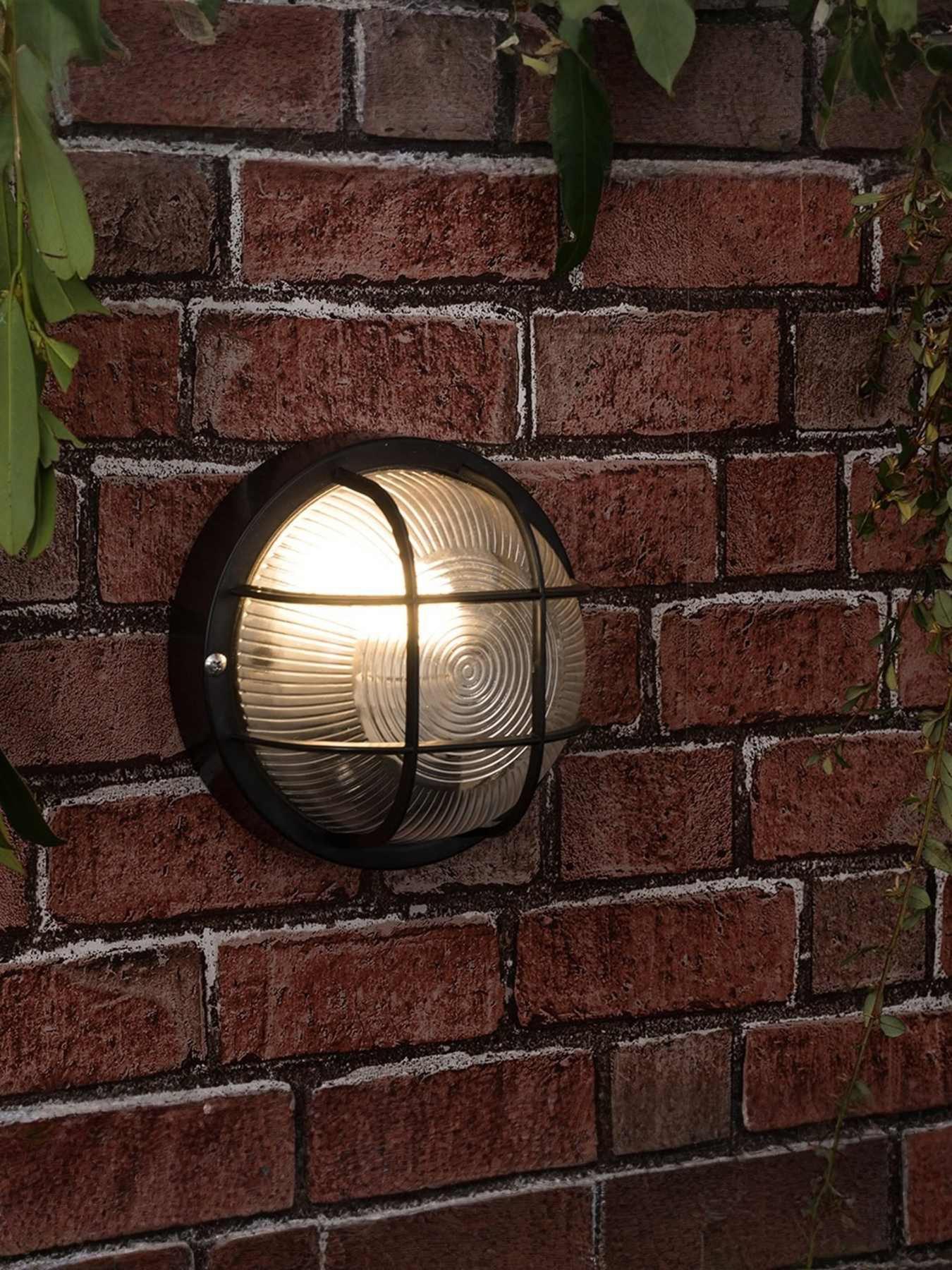 ValueLights Pendle Black IP44 Round Bulkhead Wall Light