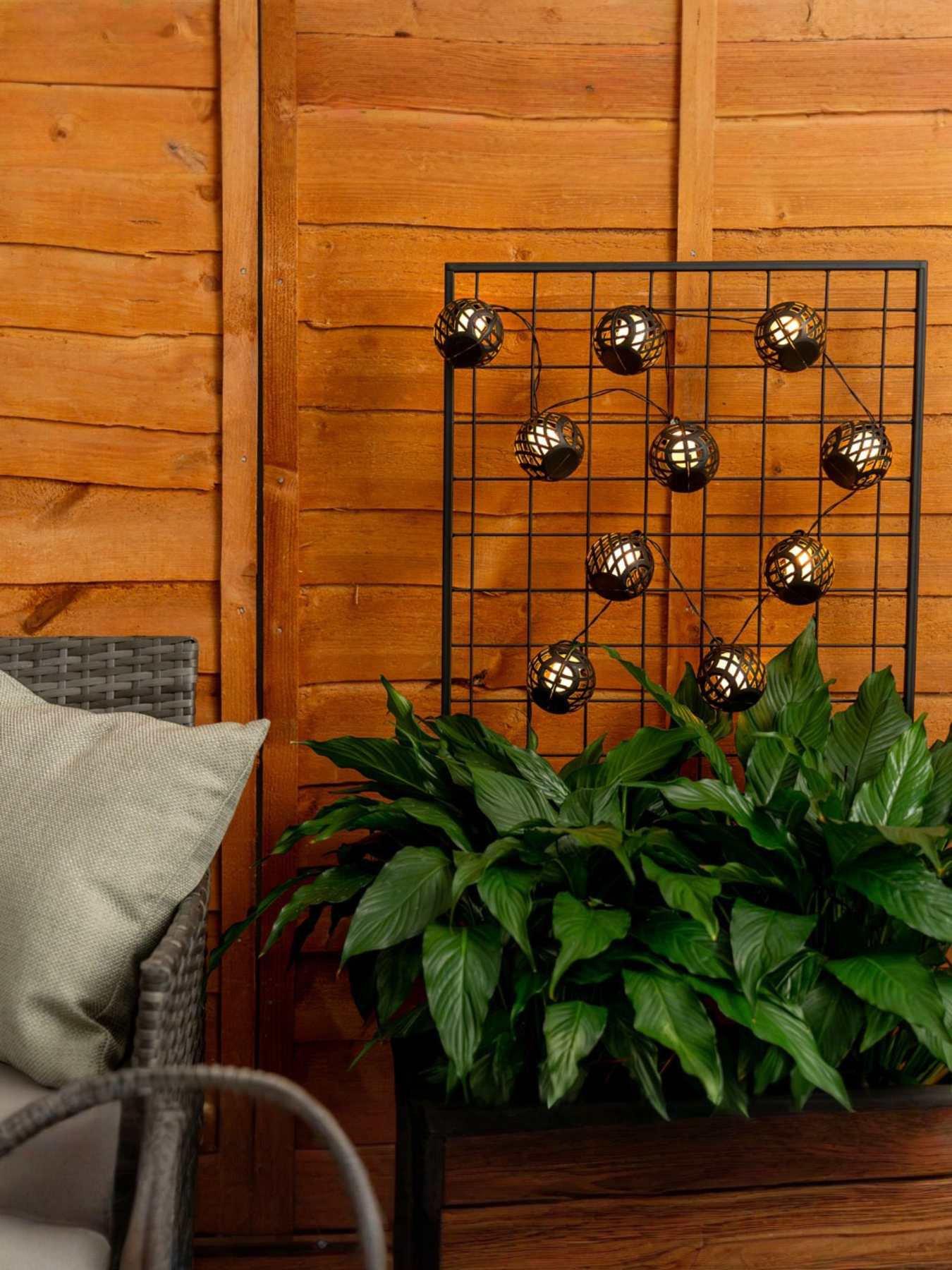 Image 1 of 4 of ValueLights Flame Effect Lantern Solar String Lights - Set of 10