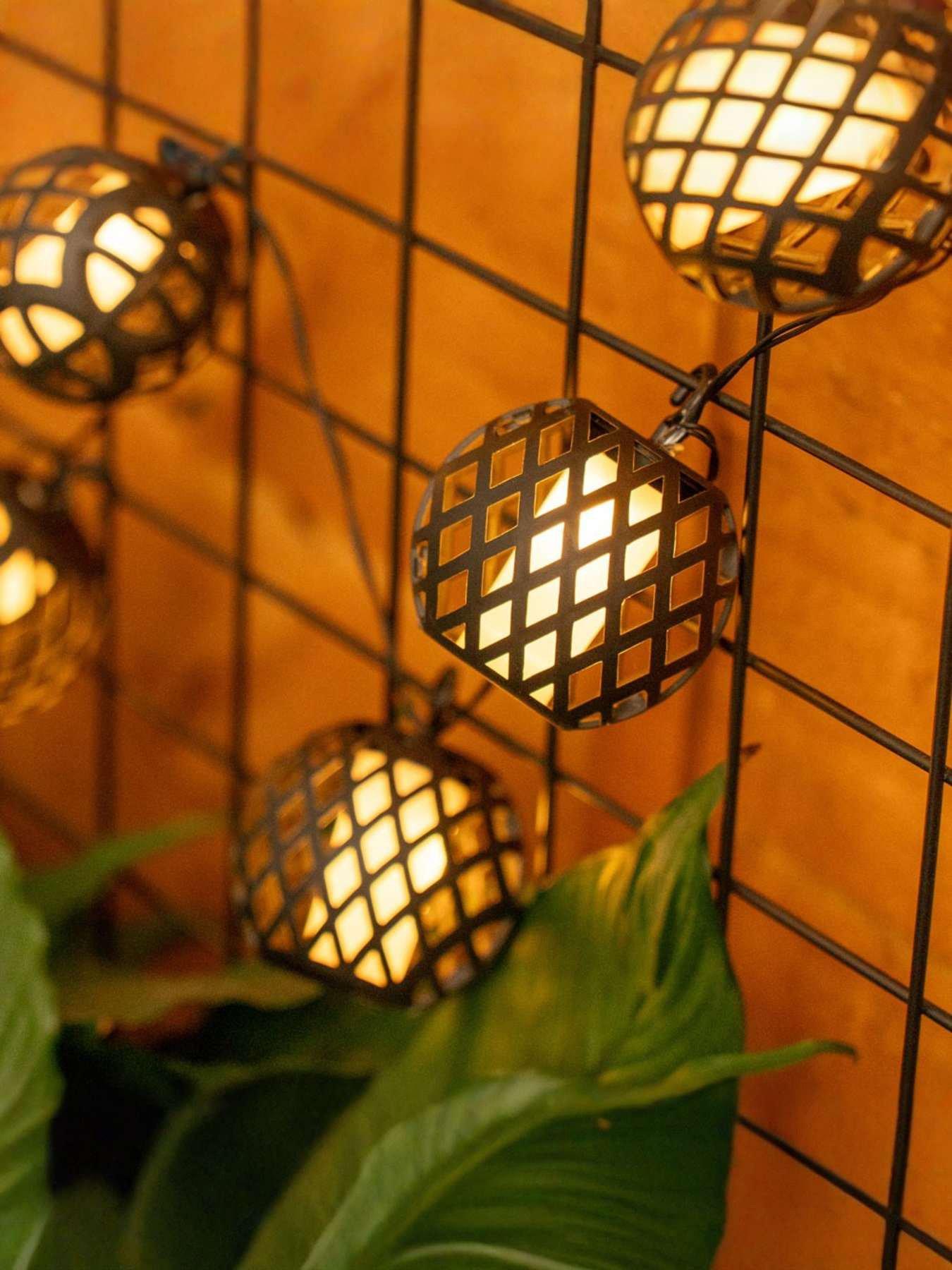 Image 3 of 4 of ValueLights Flame Effect Lantern Solar String Lights - Set of 10