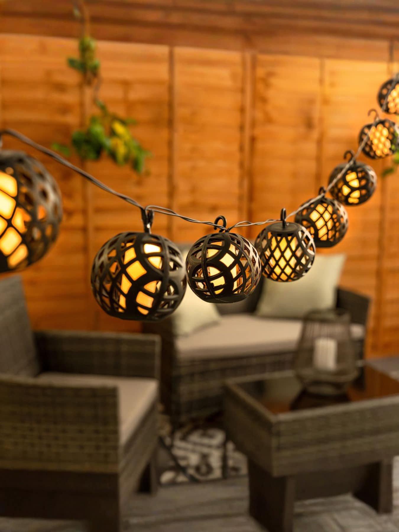 Image 4 of 4 of ValueLights Flame Effect Lantern Solar String Lights - Set of 10