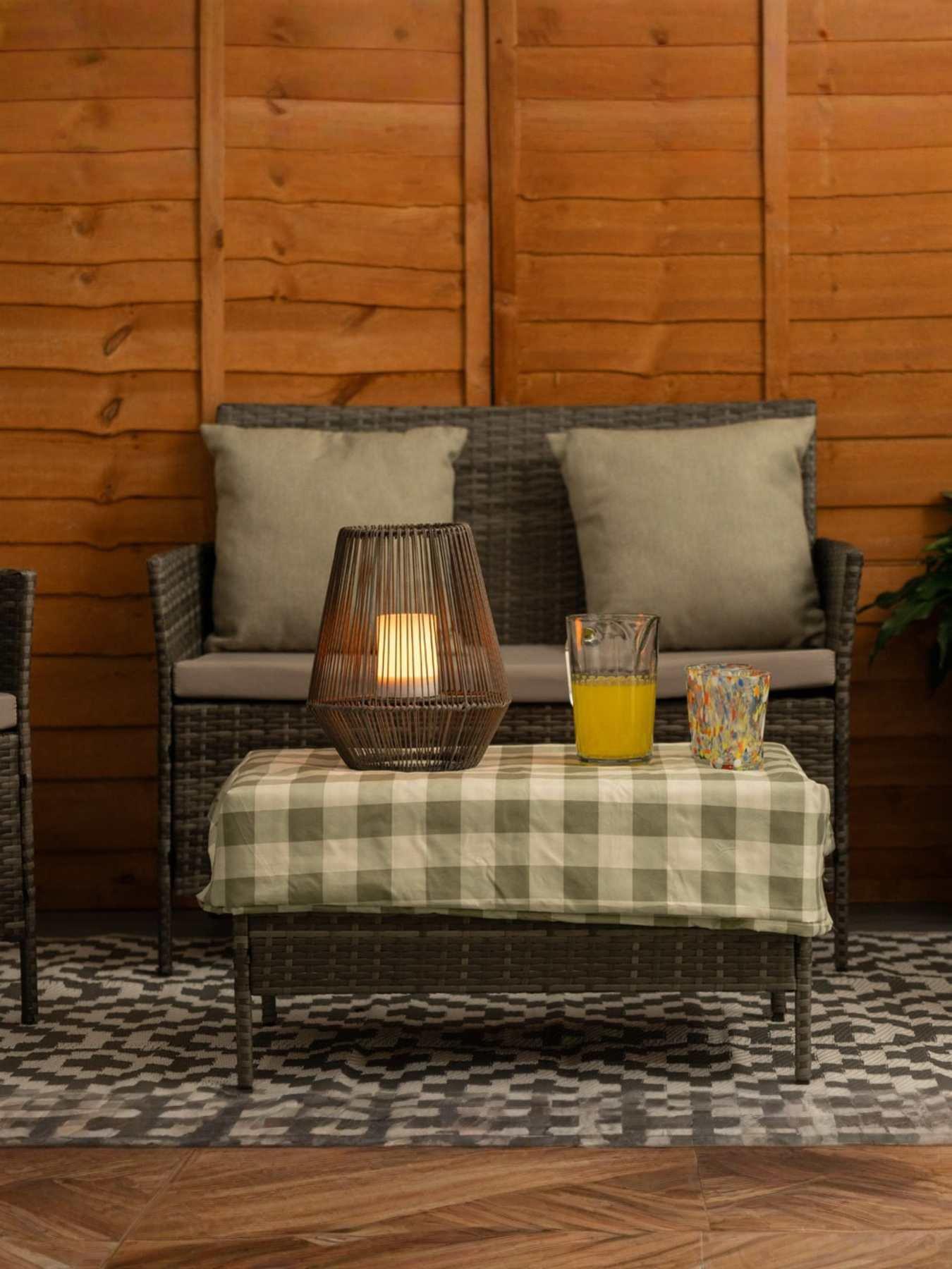 undefined Rattan Wicker Solar Powered Outdoor Lantern