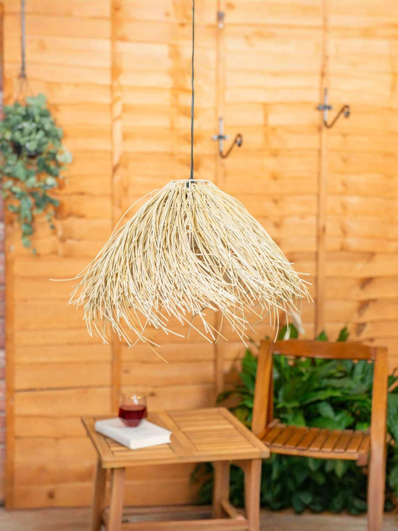 undefined Natural Grass Solar Powered Hanging Pendant Light