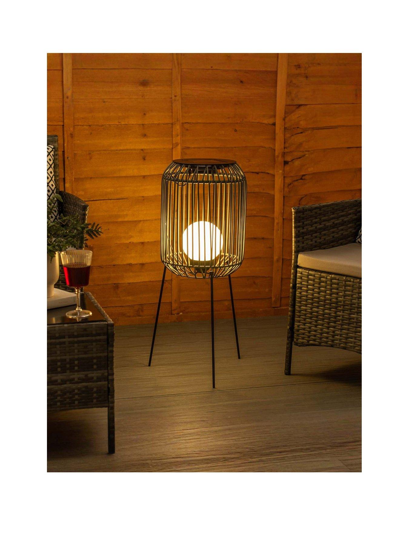 Image 2 of 4 of ValueLights Rattan Solar Powered Squat Tripod Floor Lamp