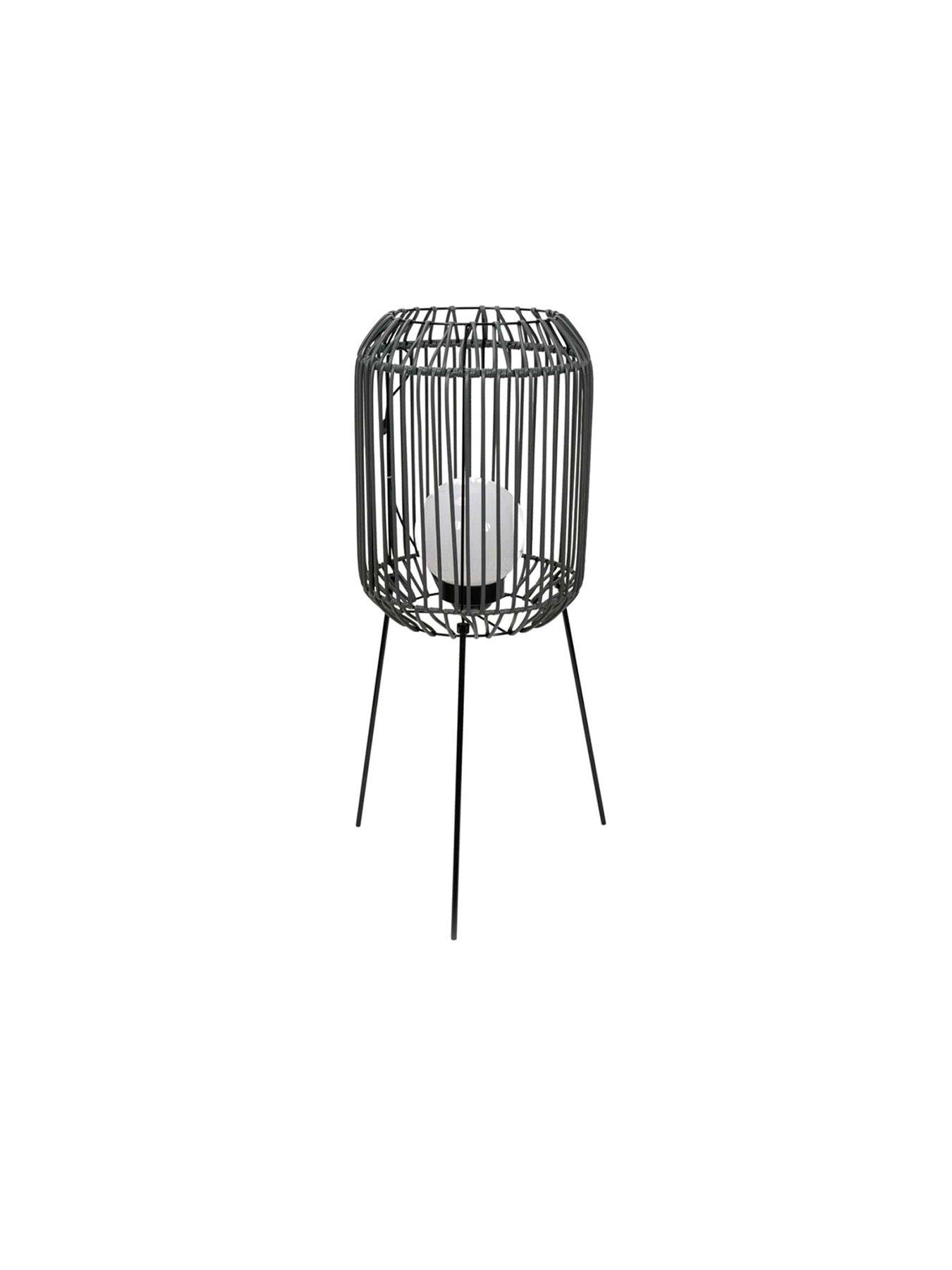 Image 3 of 4 of ValueLights Rattan Solar Powered Squat Tripod Floor Lamp