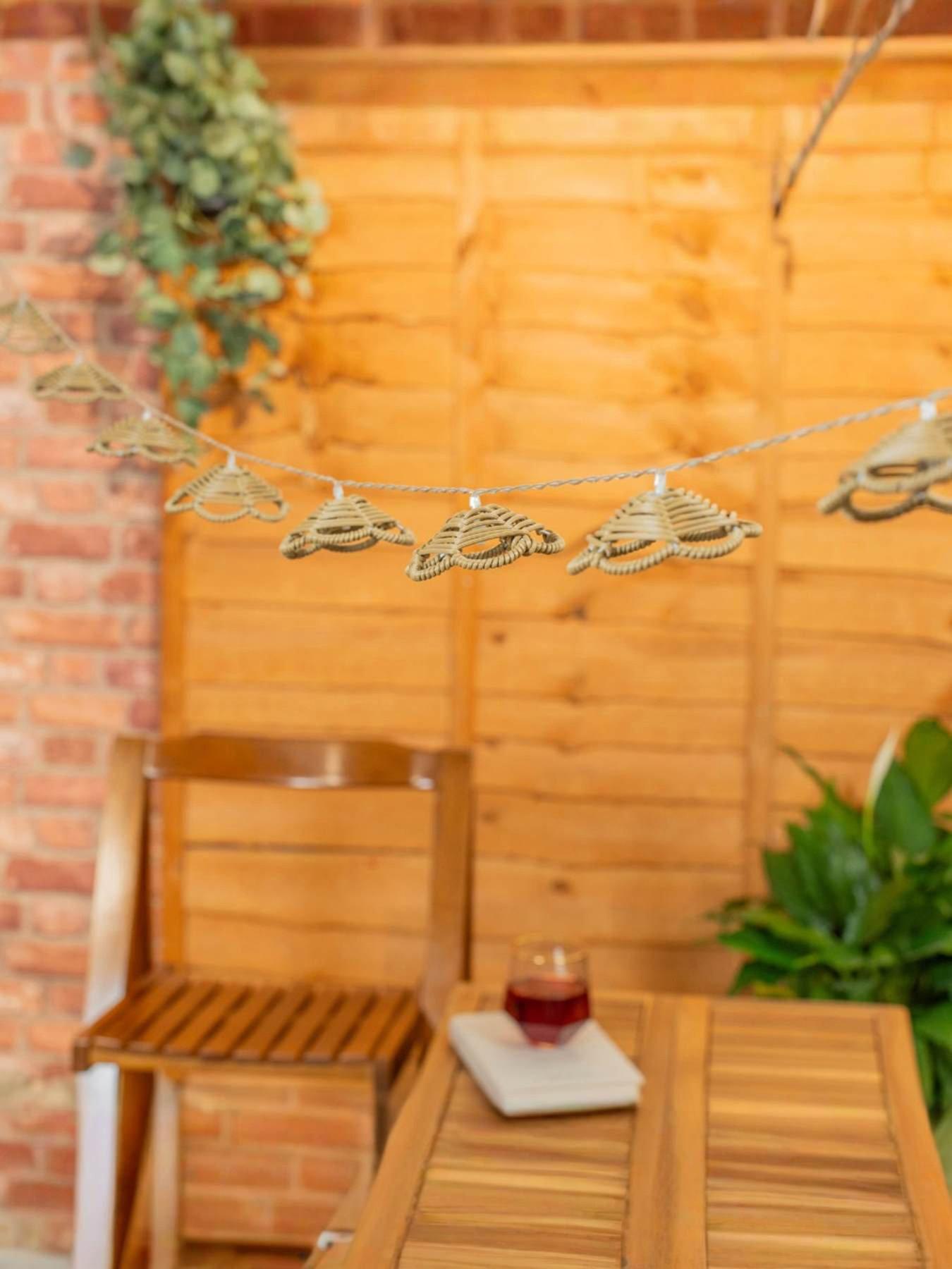undefined Battery Powered Rattan Flower String Lights - Set of 10