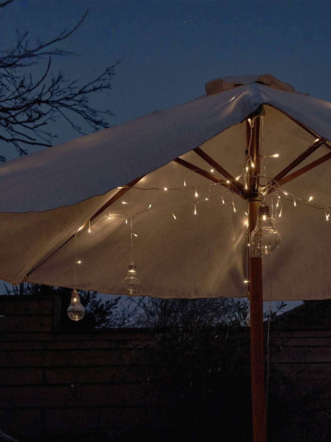 undefined Battery Operated Warm White IP44 Parasol Lights