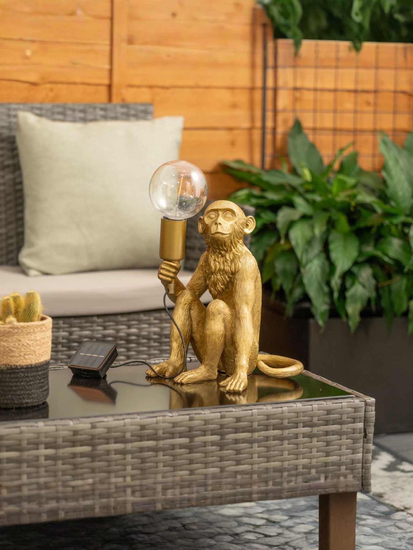 ValueLights George Gold Monkey IP44 Outdoor Solar Light