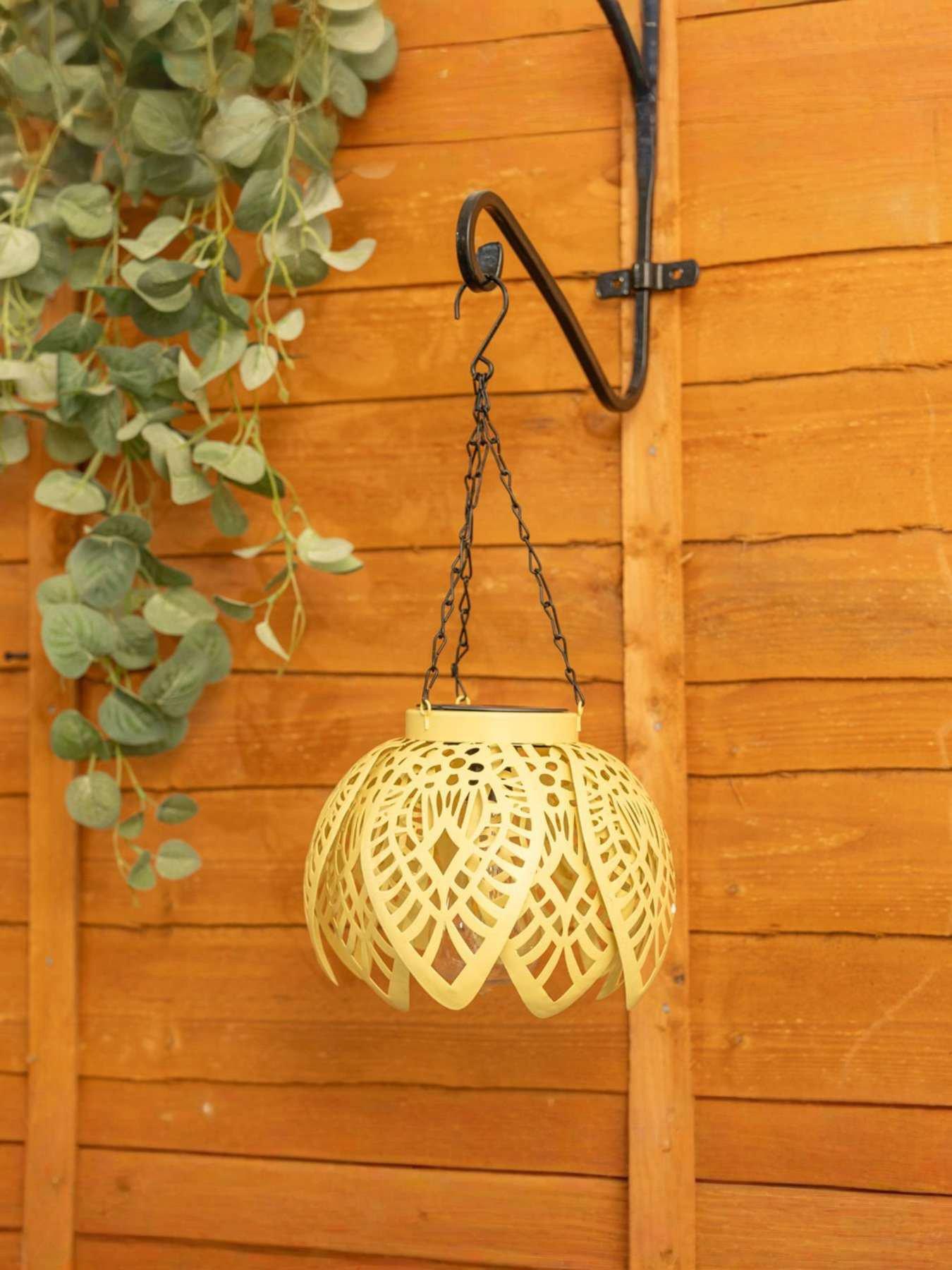 ValueLights Yellow Artichoke Solar Powered Hanging Lantern Light