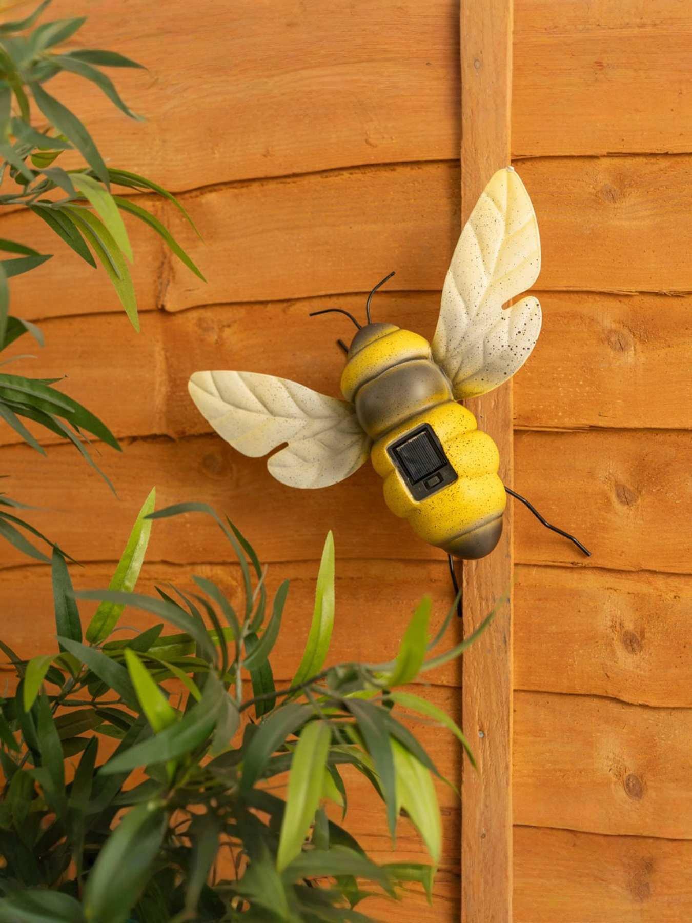 Image of ValueLights Bee Solar Powered Wall Ornament Fence Light