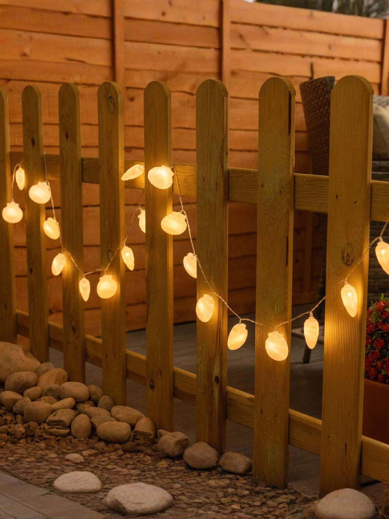 Image 4 of 5 of ValueLights White Seashell LED Solar String Lights - Set of 20