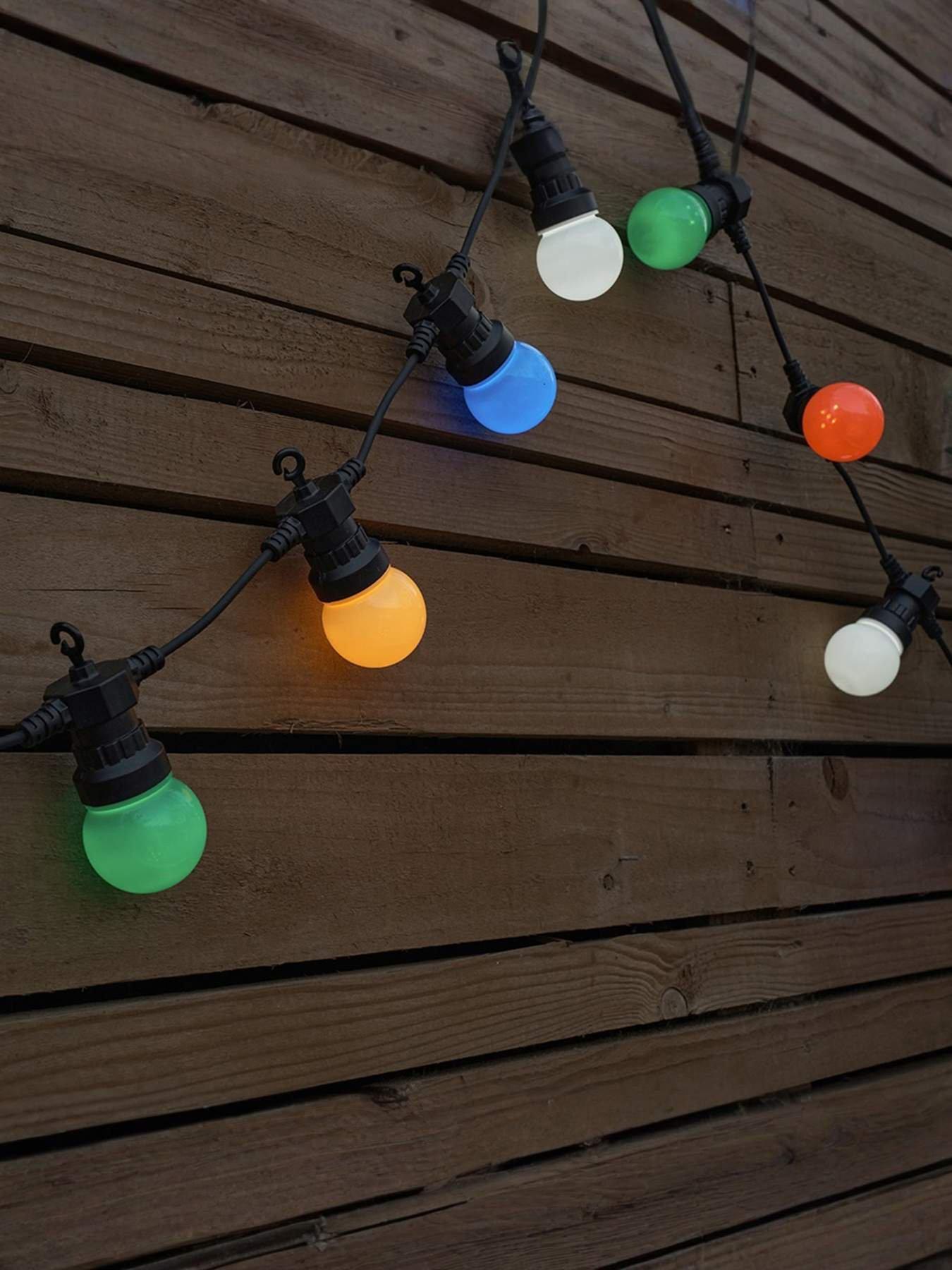 ValueLights Multi Coloured IP44 5.7m LED Festoon Lights - Set of 20