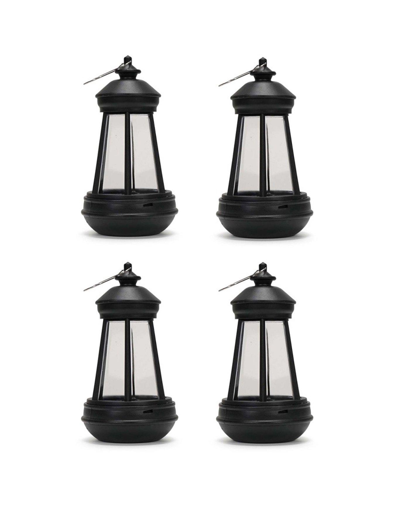 Image 2 of 6 of ValueLights Black Solar Powered Hanging Lanterns - Pack of 4