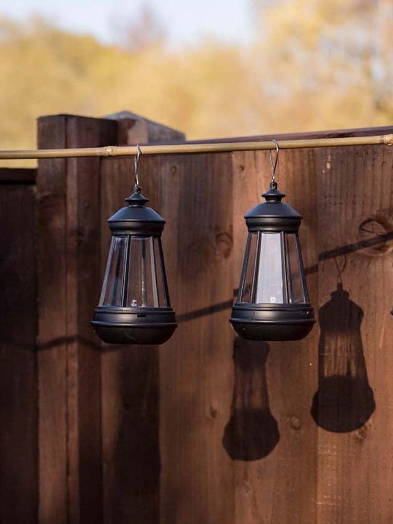 Image 3 of 6 of ValueLights Black Solar Powered Hanging Lanterns - Pack of 4