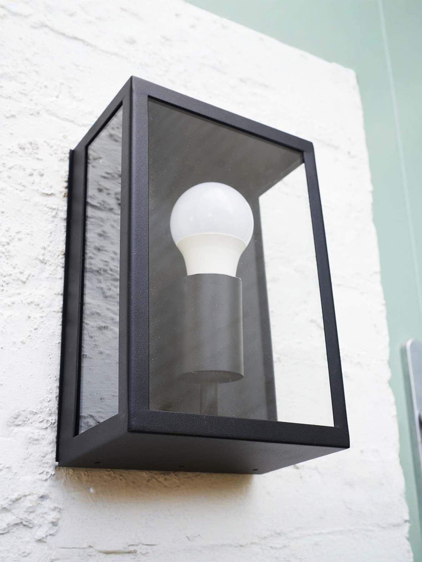 Image of ValueLights Tideswell Matte Black IP44 Rectangular Outdoor Wall Light