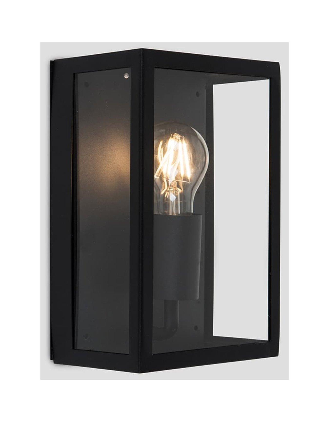 Image 2 of 6 of ValueLights Tideswell Matte Black IP44 Rectangular Outdoor Wall Light