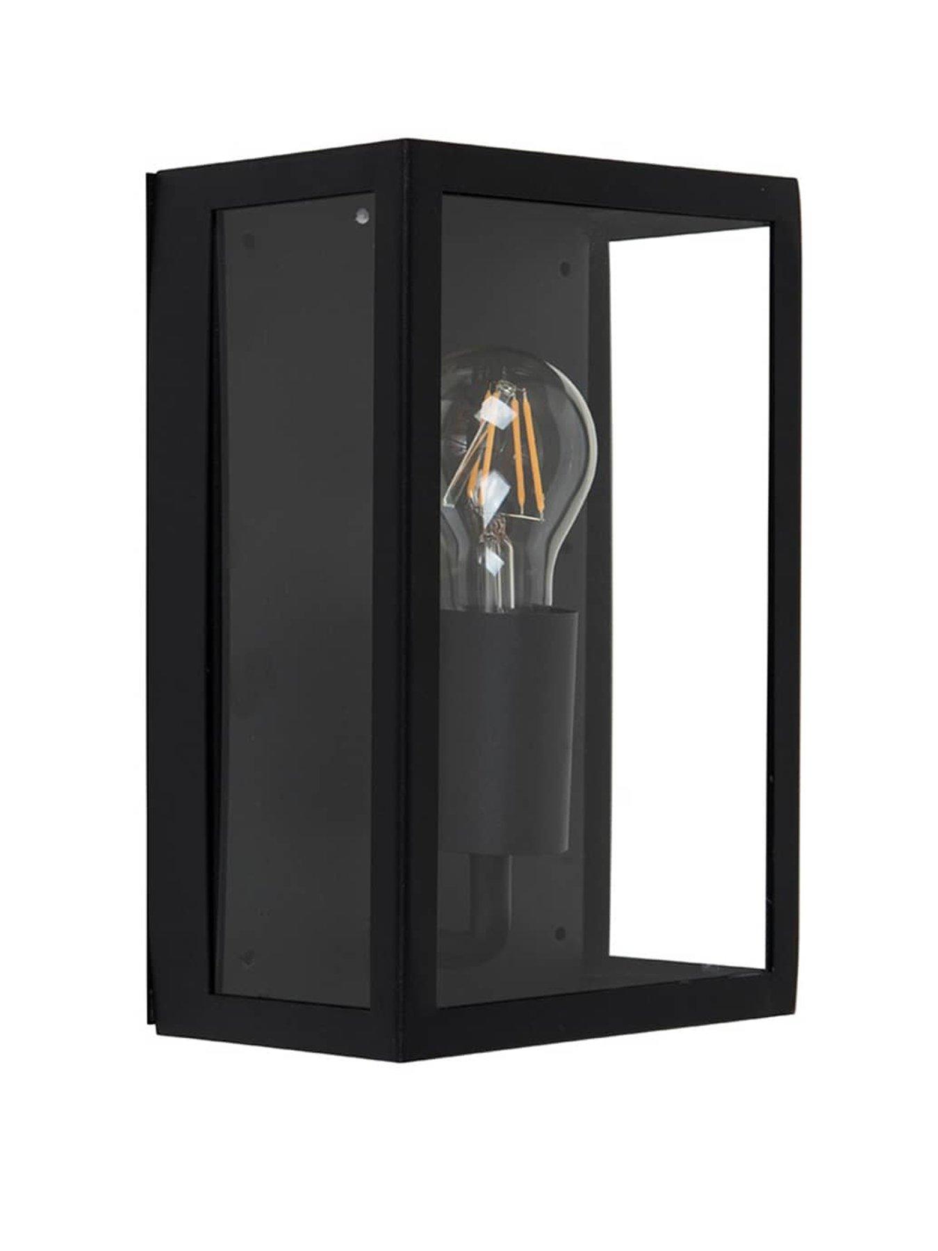 Image 3 of 6 of ValueLights Tideswell Matte Black IP44 Rectangular Outdoor Wall Light