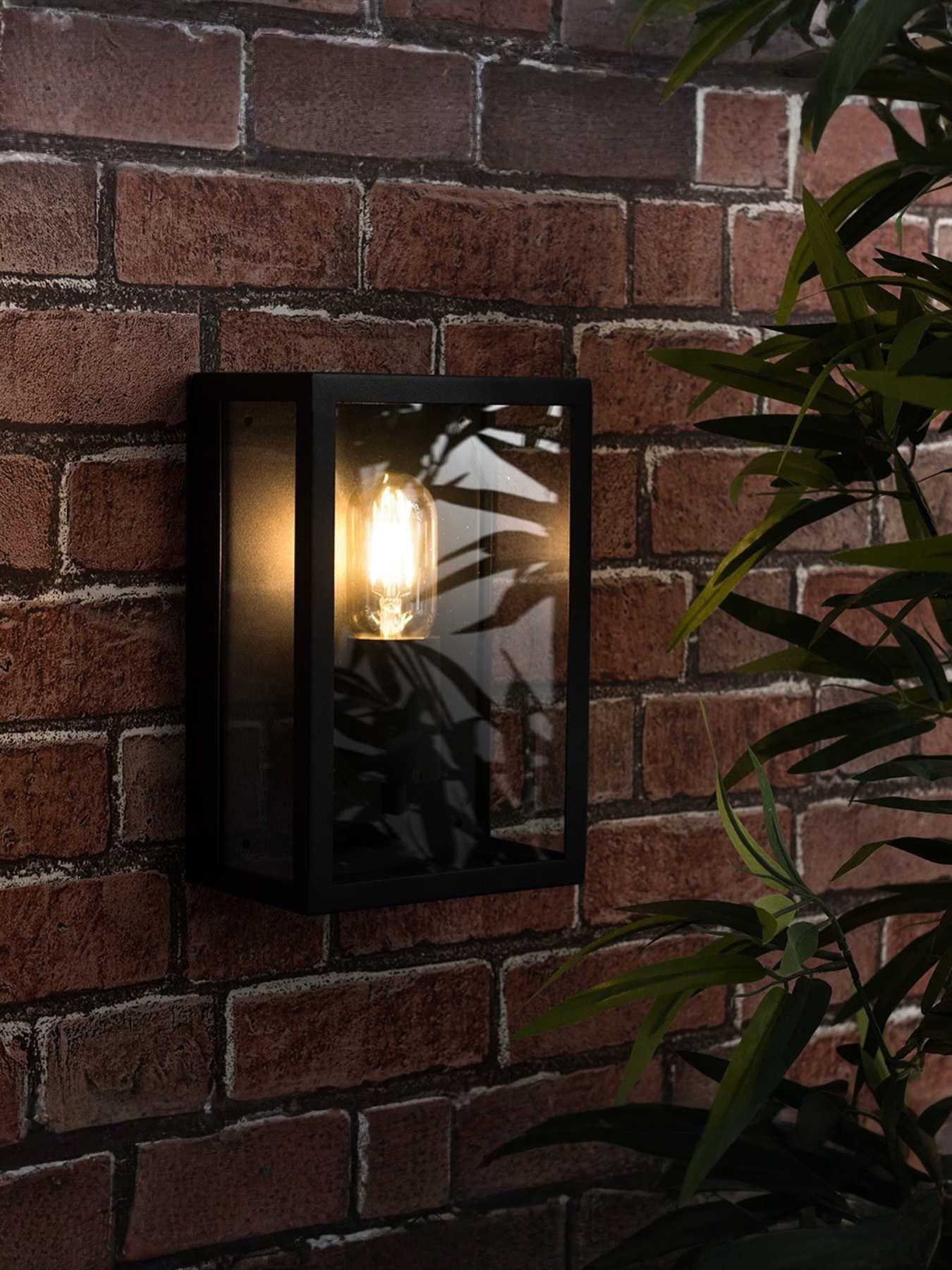 Image 6 of 6 of ValueLights Tideswell Matte Black IP44 Rectangular Outdoor Wall Light