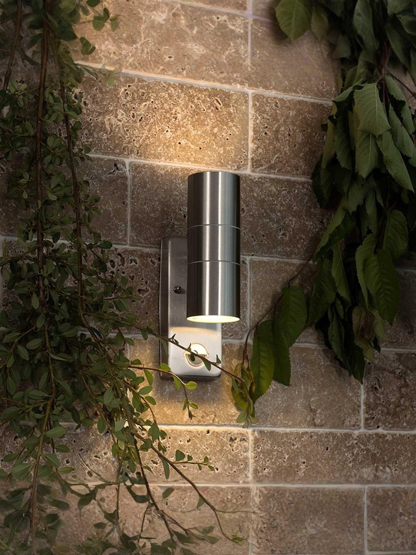 ValueLights Stainless Steel IP44 PIR Up / Down Outdoor Wall Light