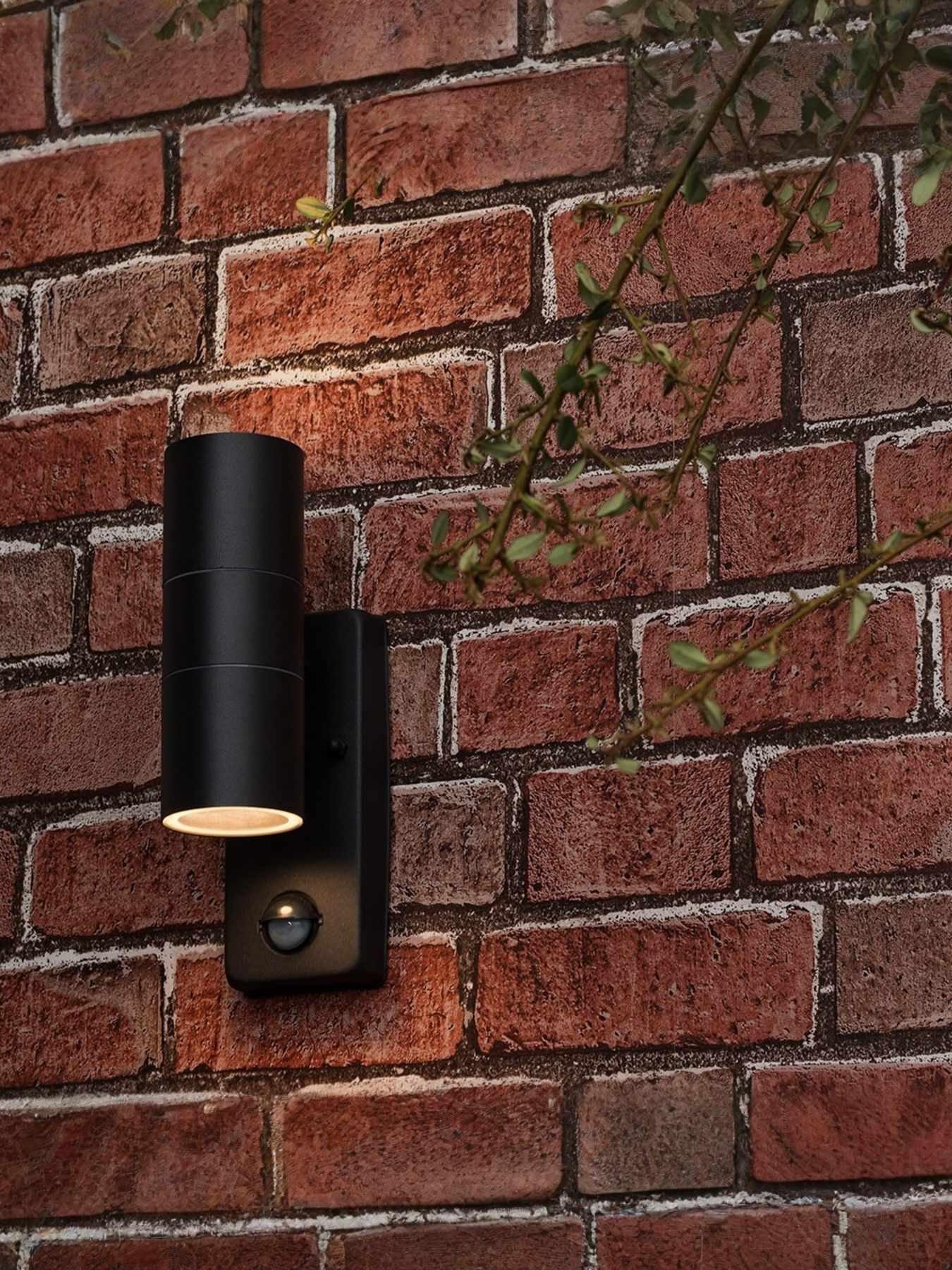 ValueLights Matte Black IP44 PIR Up / Down Outdoor Wall Light