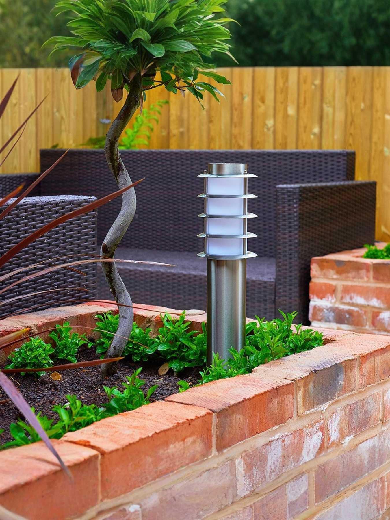 undefined Wharf Pair of Stainless Steel IP44 Outdoor Bollard Lights - 45cm