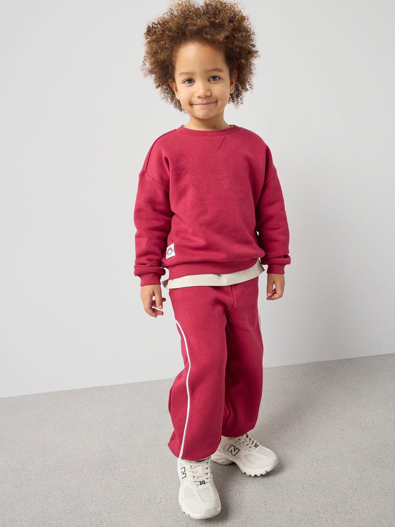 Image 1 of 6 of The Very Collection Boys Drop Shoulder Sweat And Joggers Set - Red