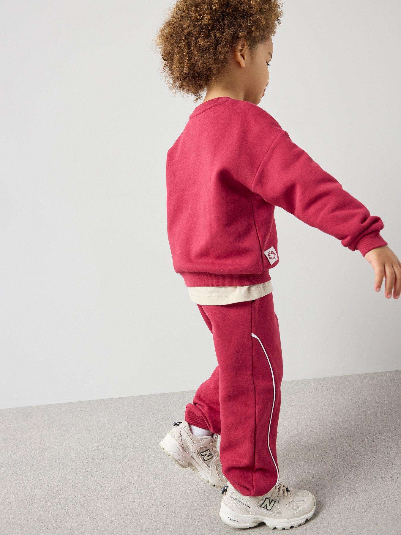 Image 2 of 6 of The Very Collection Boys Drop Shoulder Sweat And Joggers Set - Red