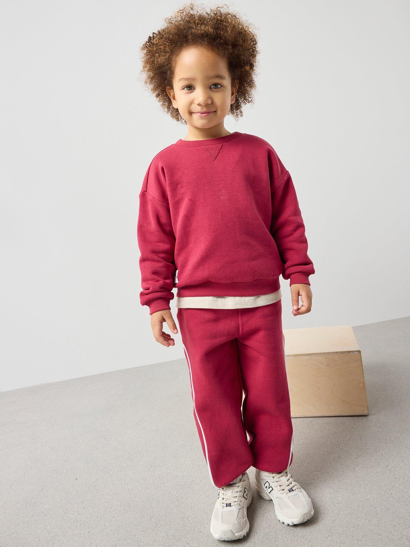 Image 3 of 6 of The Very Collection Boys Drop Shoulder Sweat And Joggers Set - Red