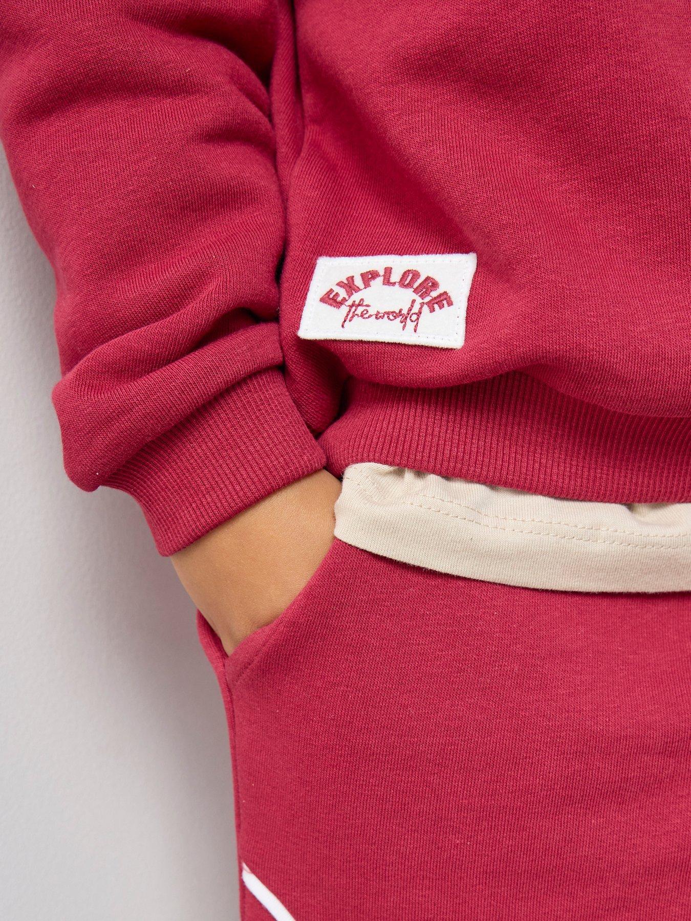 Image 4 of 6 of The Very Collection Boys Drop Shoulder Sweat And Joggers Set - Red