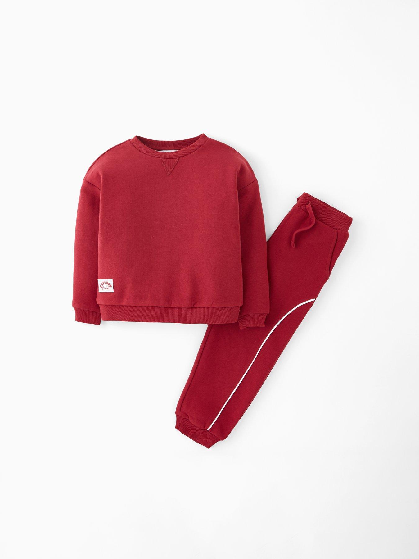 Image 6 of 6 of The Very Collection Boys Drop Shoulder Sweat And Joggers Set - Red