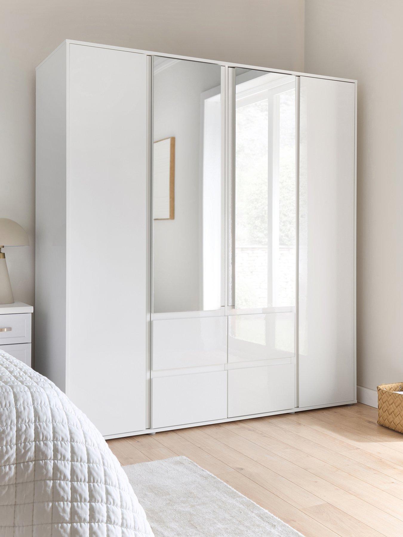 Very Home Layton Gloss 4 Door Combi Wardrobe - White