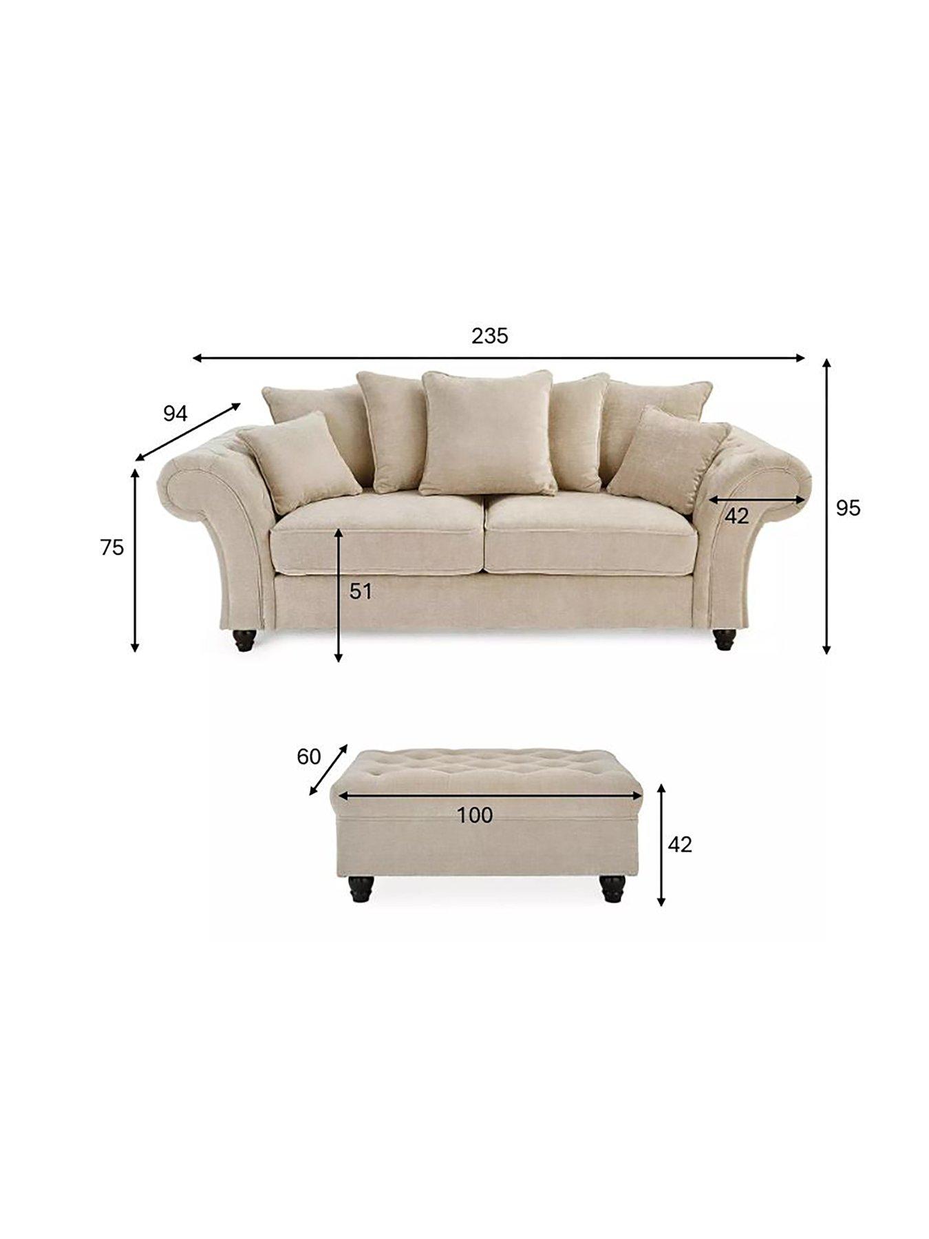 Image 5 of 6 of The Very Collection Windsor 3 Seater + Footstool
