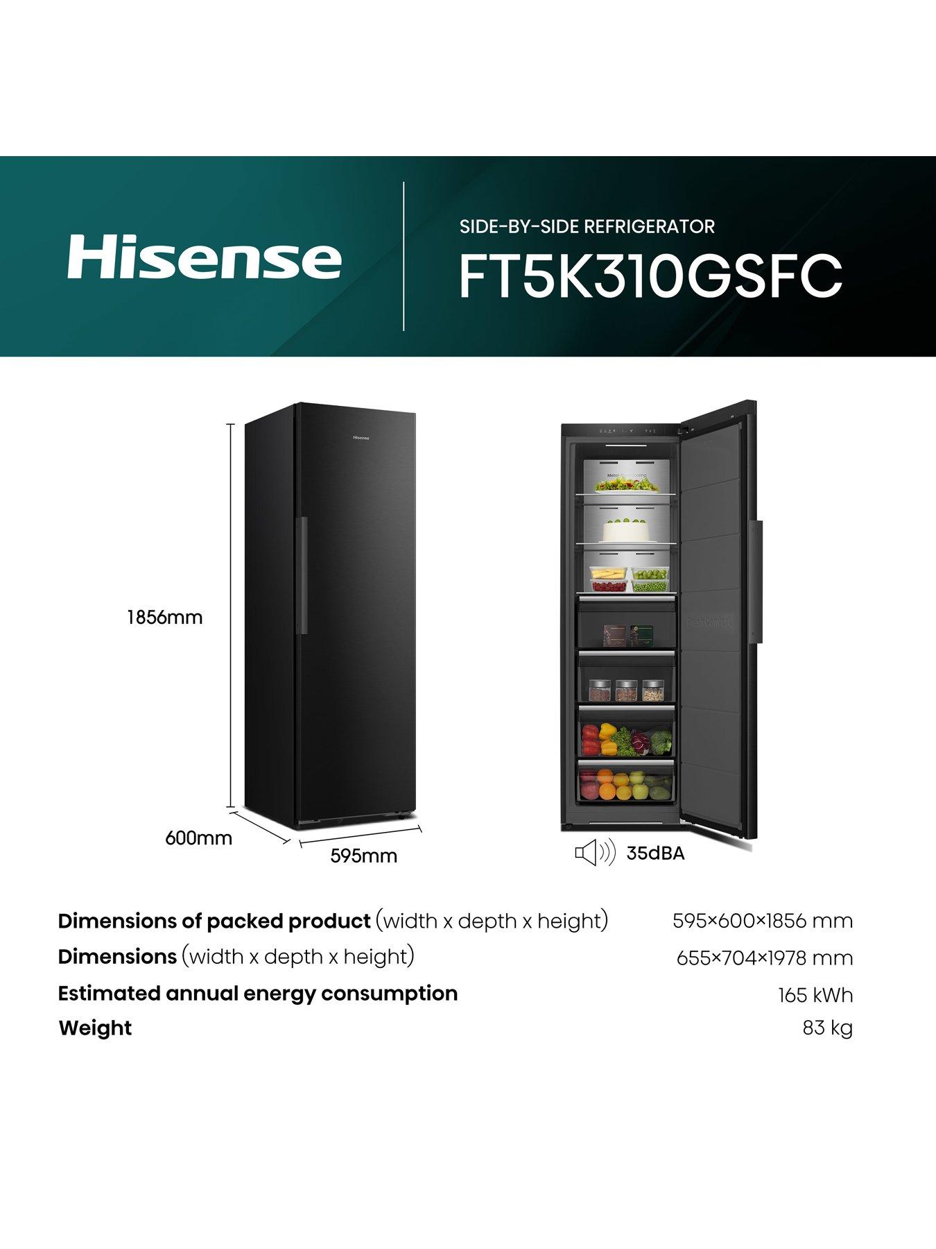 Image 6 of 7 of Hisense Hisense KitchenFit Eclipse Series FT5K310GSFC Wifi connected Total No Frost Tall Freezer - Black Stainless Steel - C rated
