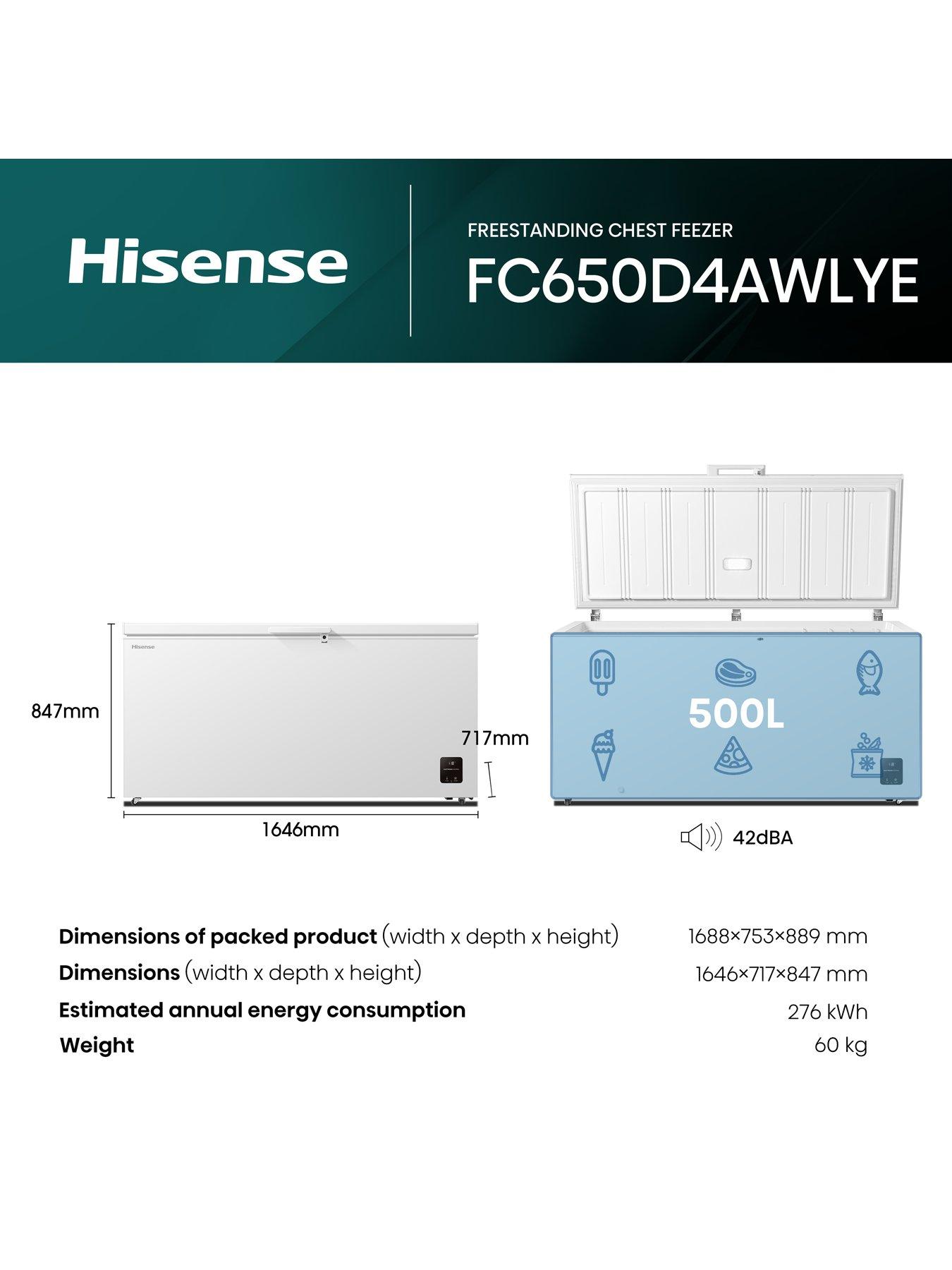 Image 6 of 7 of Hisense Hisense FC650D4AWLYE, 500L High Capacity Chest Freezer, E Rated in White