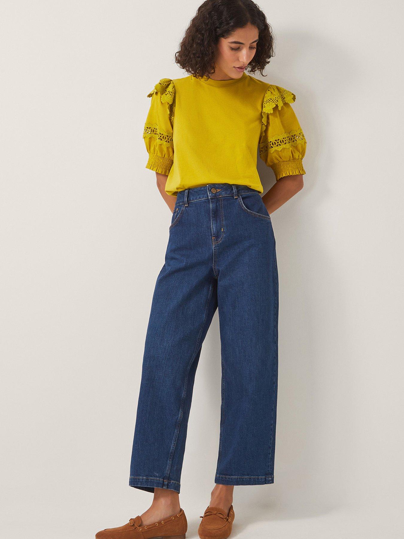 Image 1 of 5 of Monsoon Fay Fabric Mix Top - Yellow