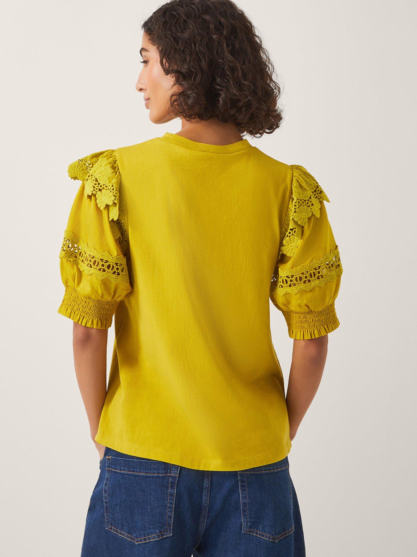 Image 2 of 5 of Monsoon Fay Fabric Mix Top - Yellow