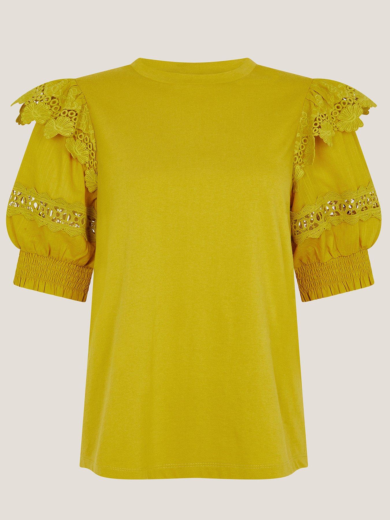 Image 3 of 5 of Monsoon Fay Fabric Mix Top - Yellow