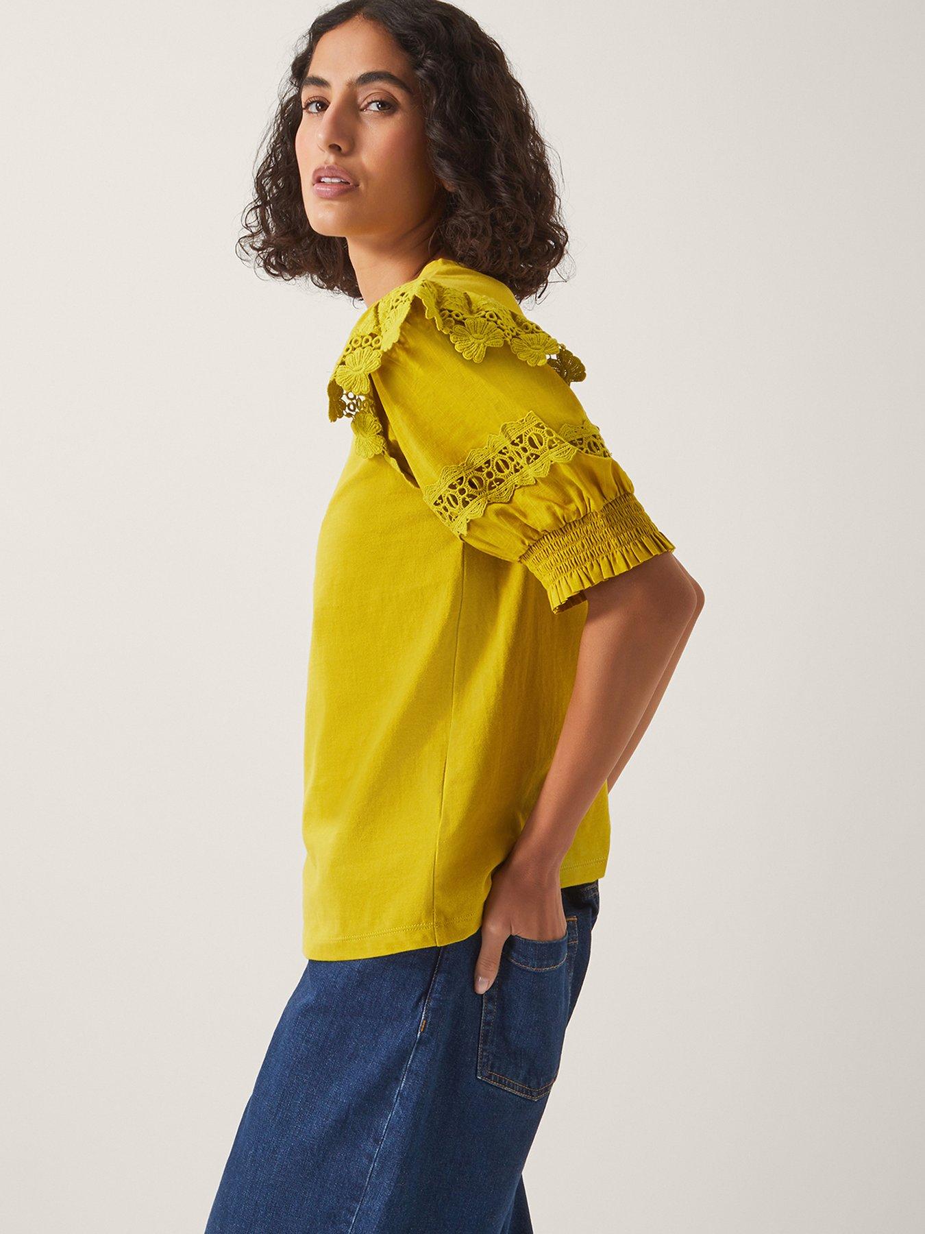 Image 4 of 5 of Monsoon Fay Fabric Mix Top - Yellow