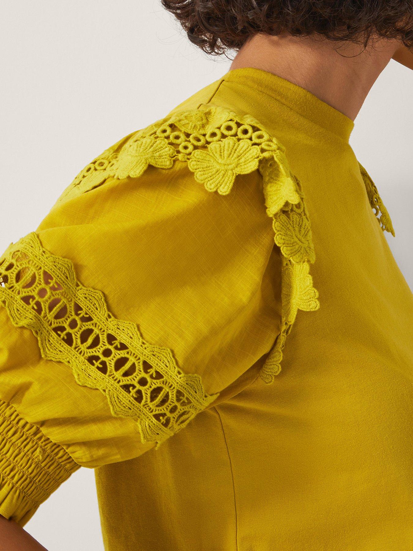 Image 5 of 5 of Monsoon Fay Fabric Mix Top - Yellow