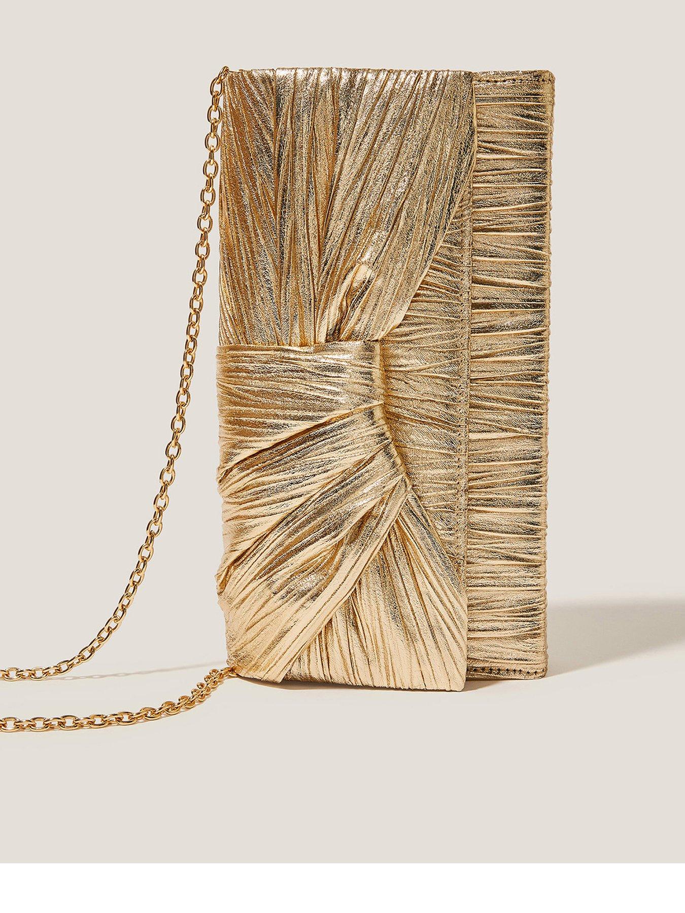 Monsoon Mia Pleated Knot Clutch - Beige