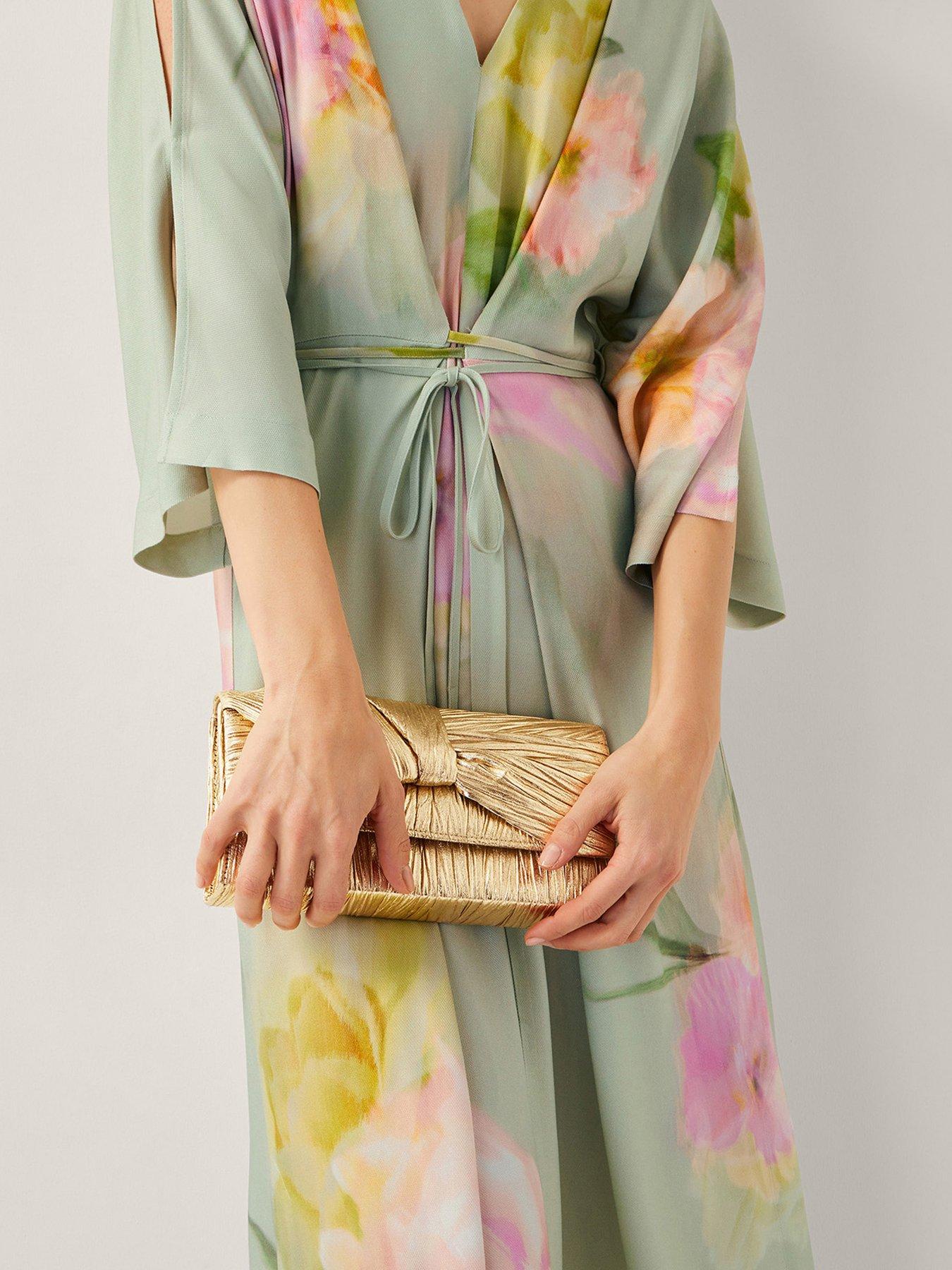 Image 2 of 4 of Monsoon Mia Pleated Knot Clutch - Beige