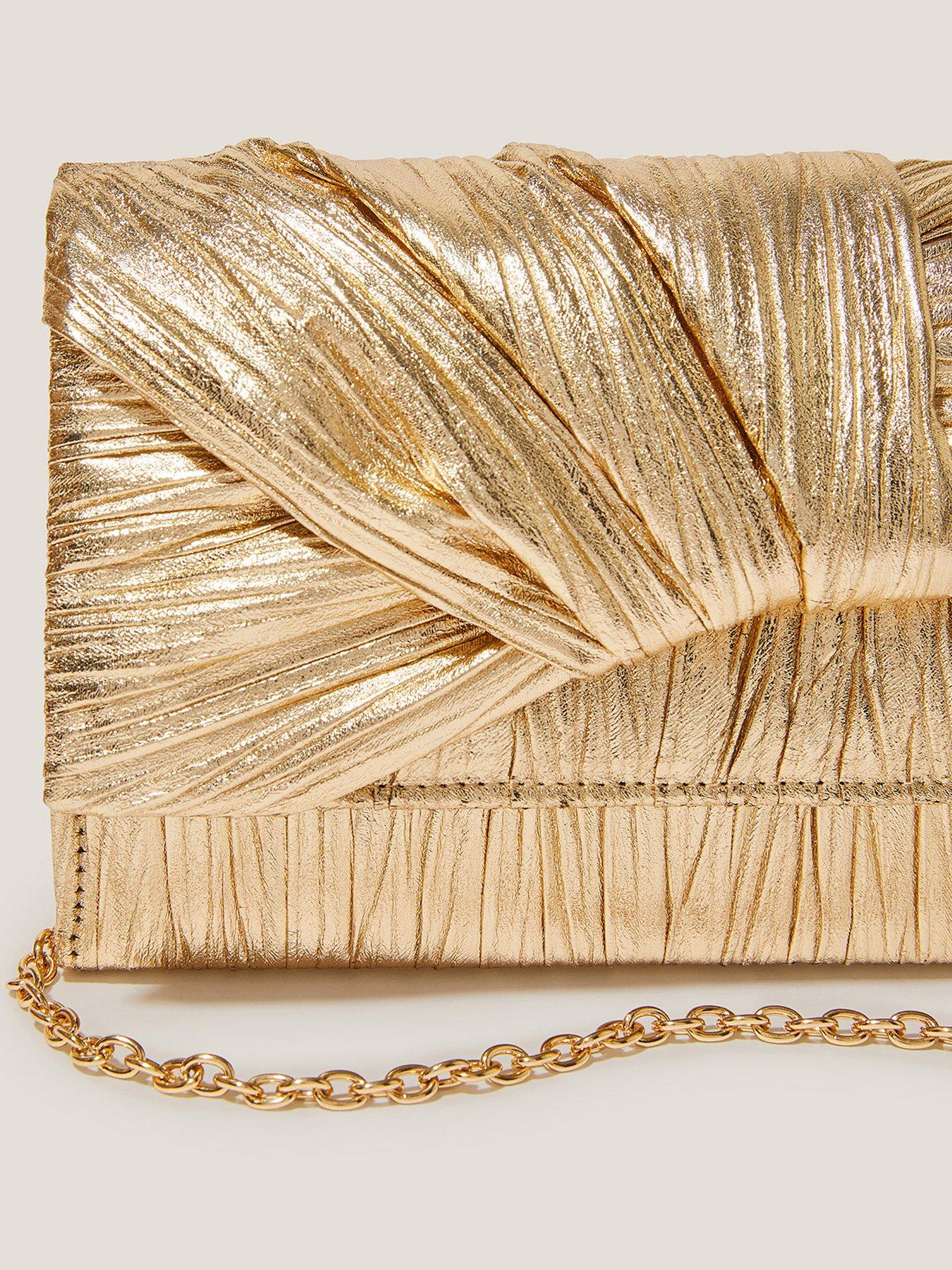 Image 4 of 4 of Monsoon Mia Pleated Knot Clutch - Beige