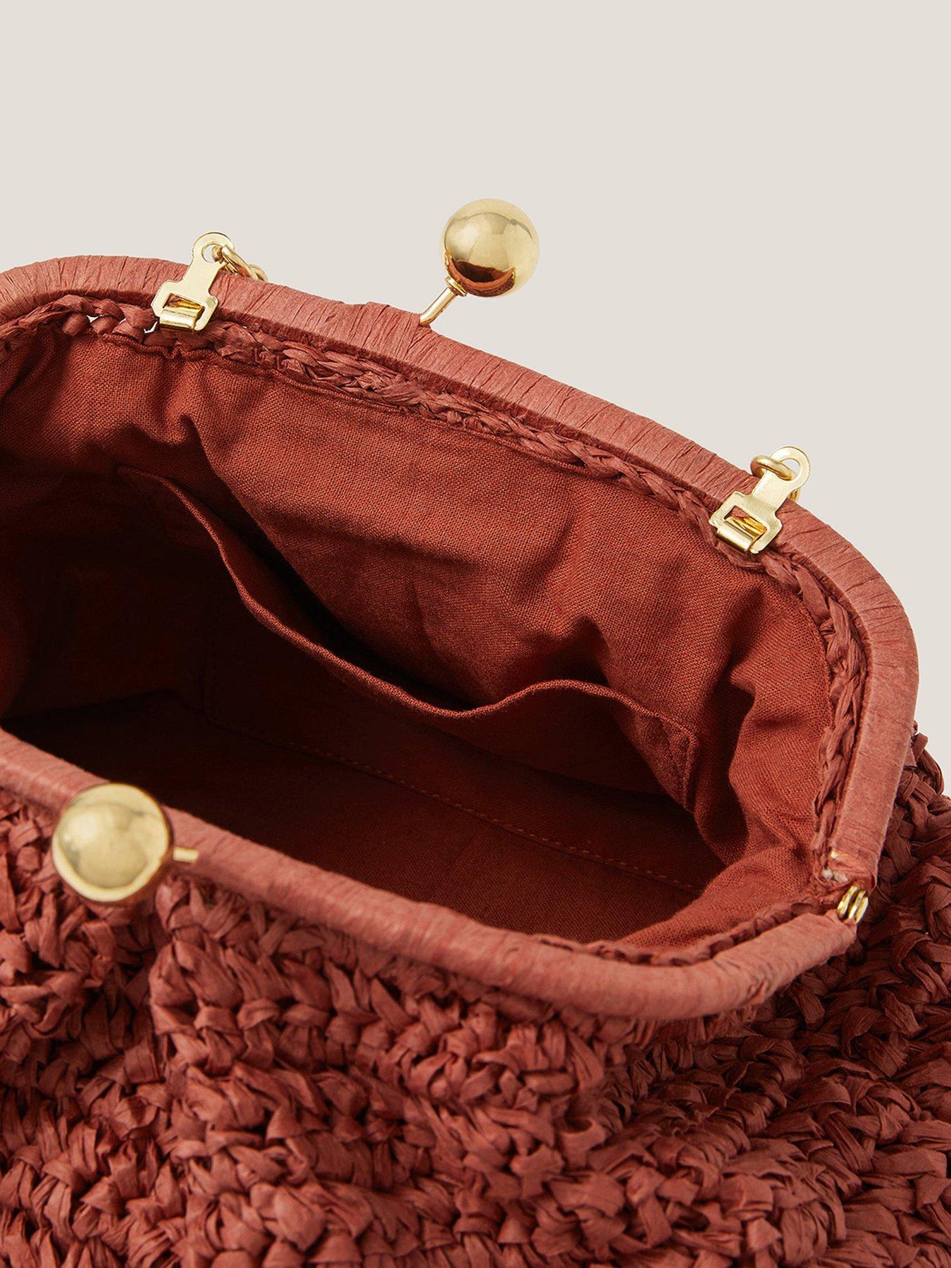 Image 4 of 4 of Monsoon Lana Raffia Clutch - Rust Orange