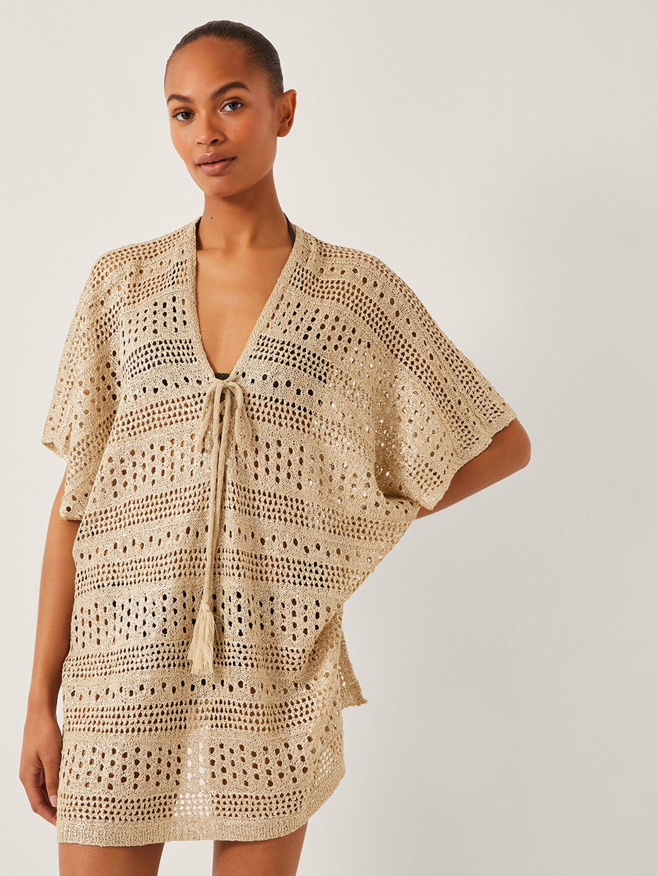 Monsoon Rosa Knit Cover Up - Metallics - Silver