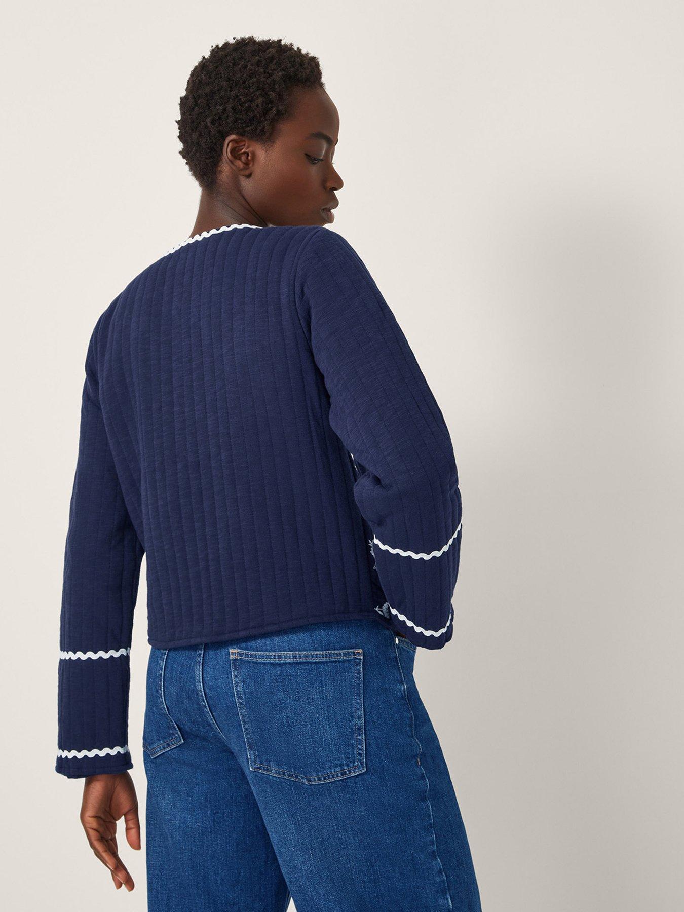 Image 2 of 4 of Monsoon Evie Emb Quilt Jacket - Navy