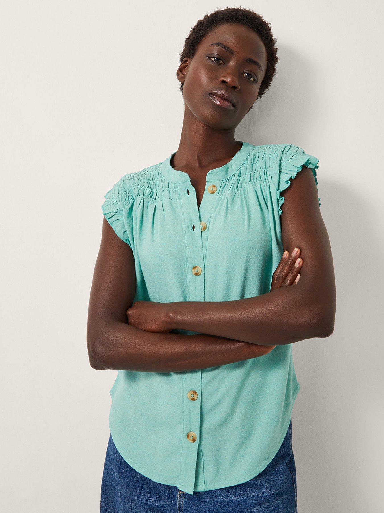 Monsoon Evelyn Shirred Shirt - Sea Green