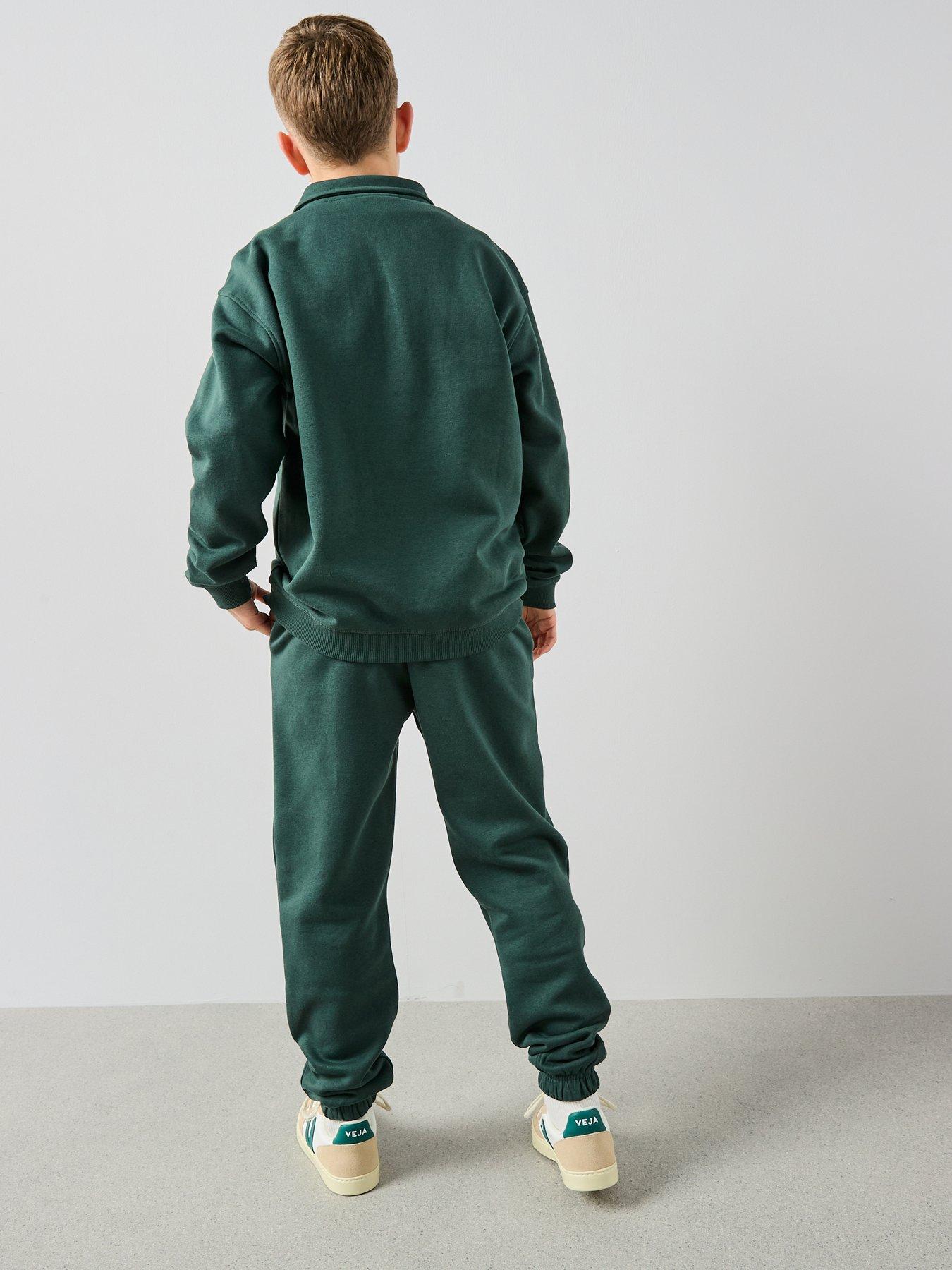 Image 2 of 6 of The Very Collection Boys Sweat Polo Top And Joggers Set - Green