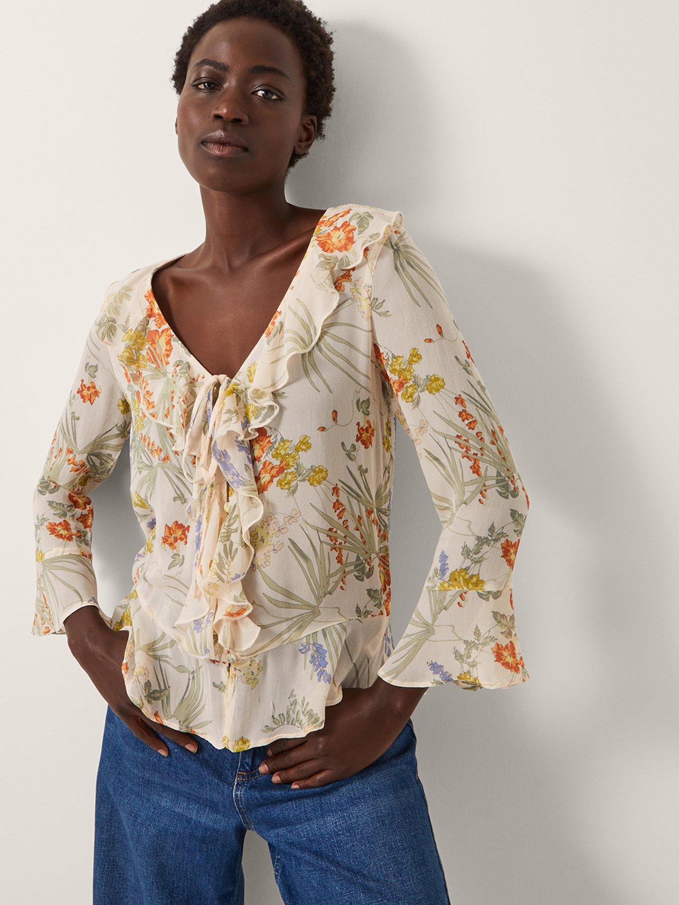 Image 1 of 5 of Monsoon Jesse Frill Blouse - Cream